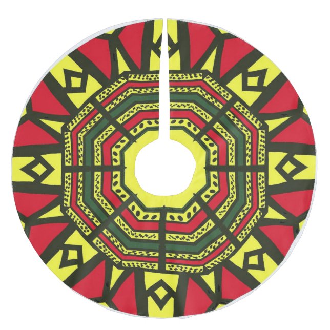 Falda Para El Árbol De Navidad De Poliéster Mandala afrocéntrica (Anverso)