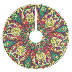 Falda Para El Árbol De Navidad De Poliéster Mandala Bandana: Diseño inmaculado.