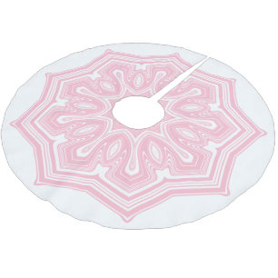 Falda Para El Árbol De Navidad De Poliéster Mandala moderna en tonos rosas y blancos