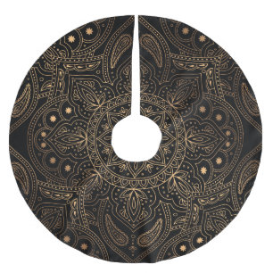 Falda Para El Árbol De Navidad De Poliéster Mandala Oriental, Patrón Vintage de lujo.