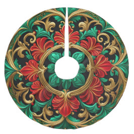 Falda Para El Árbol De Navidad De Poliéster Manta de árbol de fiesta decorativa verde roja