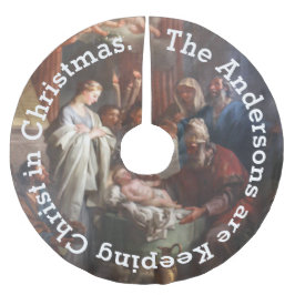 Falda Para El Árbol De Navidad De Poliéster Mantener a Cristo en falda de árbol de Navidad