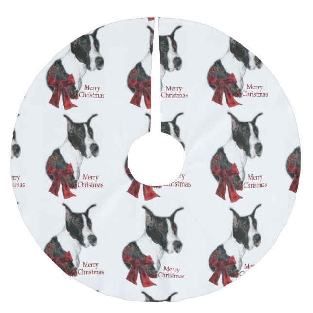 Falda Para El Árbol De Navidad De Poliéster Mantle Great Dane Navidades (Anverso)