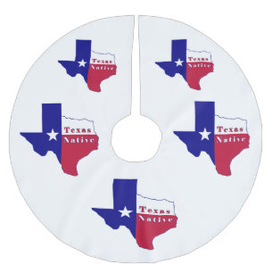 Falda Para El Árbol De Navidad De Poliéster Mapa de bandera nativa de Texas