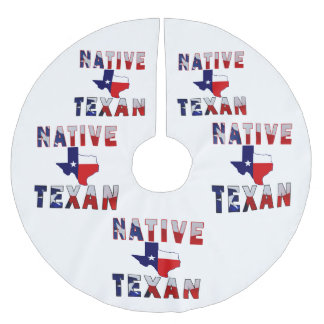 Falda Para El Árbol De Navidad De Poliéster Mapa de la bandera texana nativa
