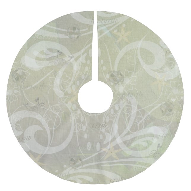 Falda Para El Árbol De Navidad De Poliéster Mar de la casa de playa (Anverso)