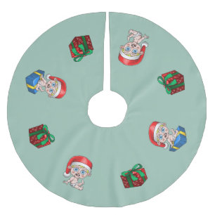 Falda Para El Árbol De Navidad De Poliéster Maravilloso Santa Claus bebé