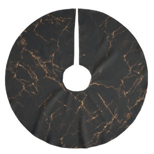 Falda Para El Árbol De Navidad De Poliéster Marble negro de lujo: Textura elegante