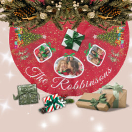 Falda Para El Árbol De Navidad De Poliéster Marcha reno festivo rojo 3 foto falda árbol