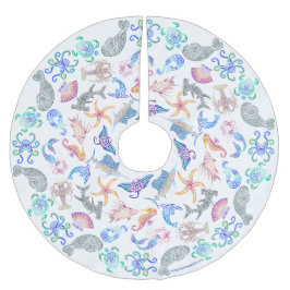 Falda Para El Árbol De Navidad De Poliéster Marino