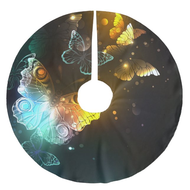 Falda Para El Árbol De Navidad De Poliéster Mariposa luminosa y mariposas nocturnas (Anverso)