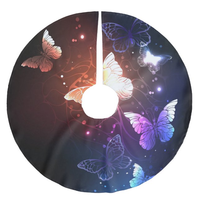 Falda Para El Árbol De Navidad De Poliéster Mariposas nocturnas brillantes (Anverso)