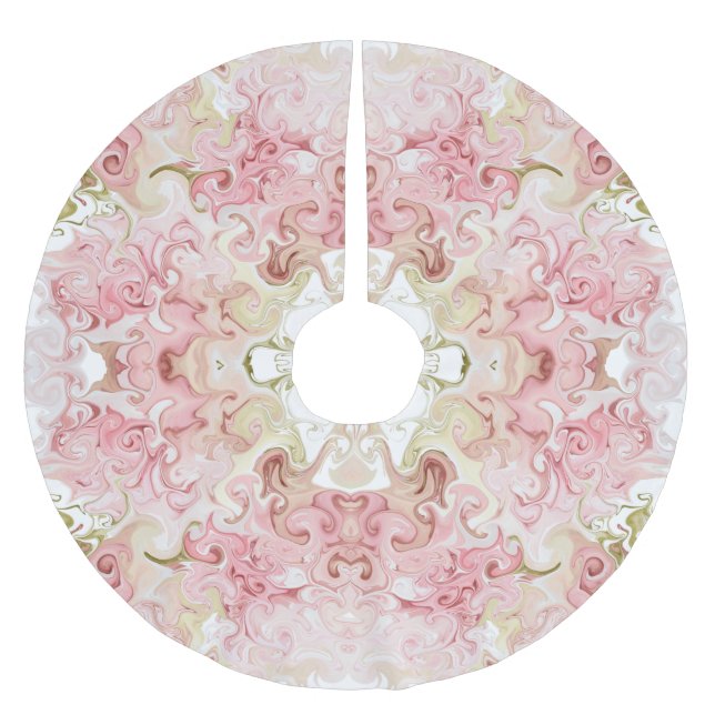 Falda Para El Árbol De Navidad De Poliéster Mármol rosa y dorado elegante (Anverso)