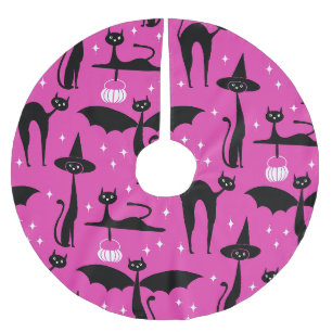 Falda Para El Árbol De Navidad De Poliéster MCM Halloween Vestir gatos Minimalistas rosados