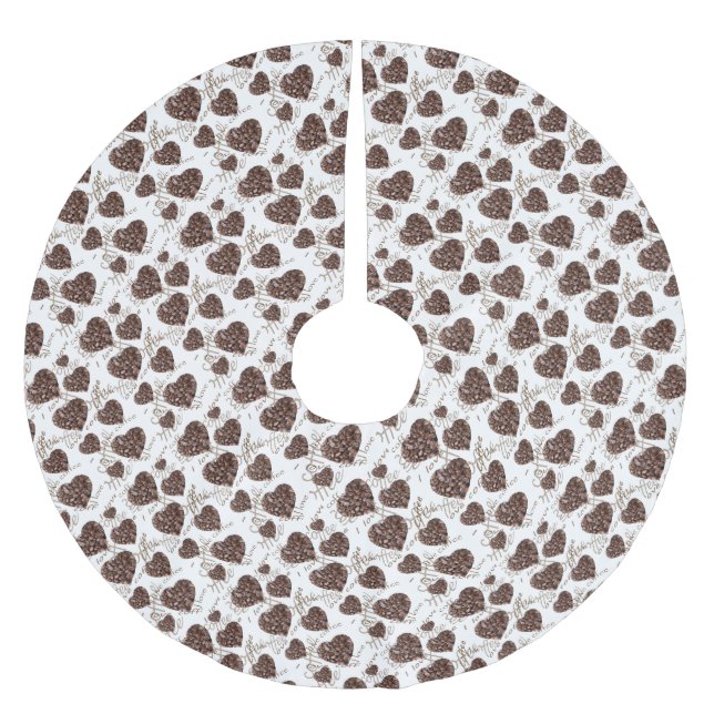 Falda Para El Árbol De Navidad De Poliéster ¡Me Encanta El Café! (Anverso)