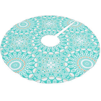 Falda Para El Árbol De Navidad De Poliéster Medallón azul turquesa oceánico