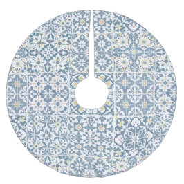 Falda Para El Árbol De Navidad De Poliéster Mediterranean Tiles, Moroccan, Majolica, Azulejo