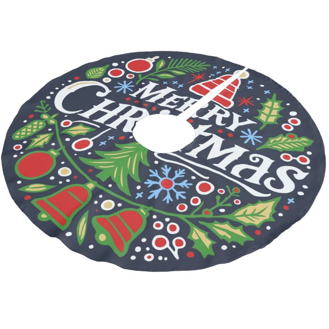 Falda Para El Árbol De Navidad De Poliéster Merry Christmas 3 (Angular)