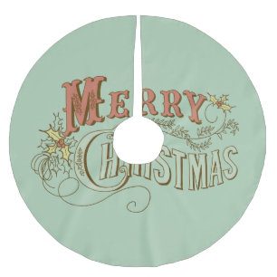 Falda Para El Árbol De Navidad De Poliéster Merry Christmas Fancy Text Design 2