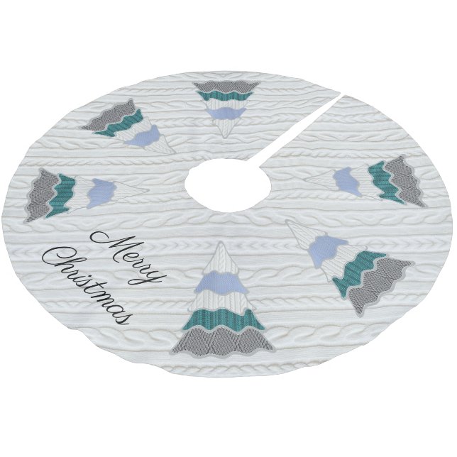 Falda Para El Árbol De Navidad De Poliéster Merry Christmas Modern Sweater Textured (Angular)