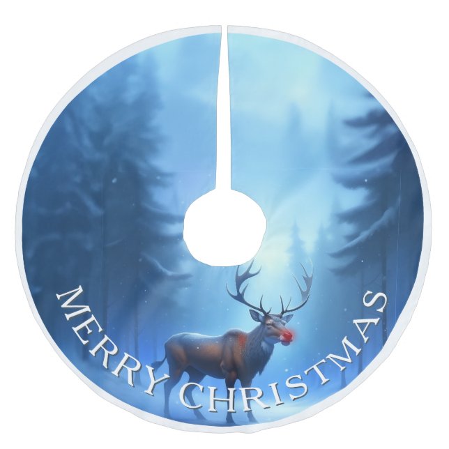 Falda Para El Árbol De Navidad De Poliéster Merry Christmas Reindeer Winter Wonderland (Anverso)