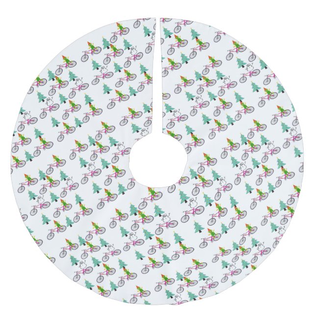 Falda Para El Árbol De Navidad De Poliéster Merry Christmas Tree Skirt Elf Snowman (Anverso)