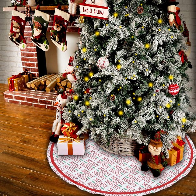 Falda Para El Árbol De Navidad De Poliéster Merry y rojo brillante y verde (Subido por el creador)