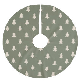 Falda Para El Árbol De Navidad De Poliéster Minimalist Pine Tree Neutral Boho Farmhouse Green
