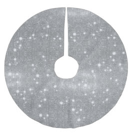 Falda Para El Árbol De Navidad De Poliéster Mirada metálica metalizado de la chispa de plata