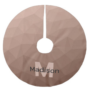 Falda Para El Árbol De Navidad De Poliéster Mocha Patrón de malla geométrica marrón Monograma