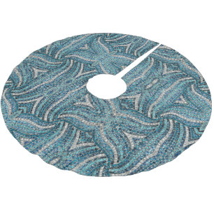 Falda Para El Árbol De Navidad De Poliéster moda gitana bohemia azul turquesa plateado