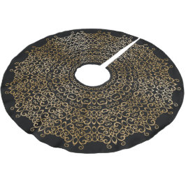 FALDA PARA EL ÁRBOL DE NAVIDAD DE POLIÉSTER MODA LUJO NAVIDADES NEGROS Y ORO CLASE B