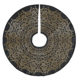 FALDA PARA EL ÁRBOL DE NAVIDAD DE POLIÉSTER MODA LUJO NAVIDADES NEGROS Y ORO CLASE B