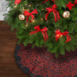 FALDA PARA EL ÁRBOL DE NAVIDAD DE POLIÉSTER MODA LUJO NAVIDADES NEGROS Y ROJOS DAMASK GOTHIC