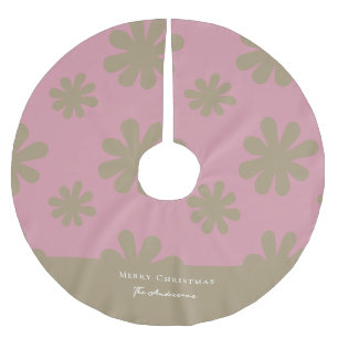 Falda Para El Árbol De Navidad De Poliéster Moda retro color rosa y dorado floral Navidad