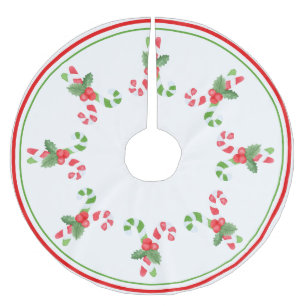 Falda Para El Árbol De Navidad De Poliéster Modelo del bastón de caramelo de la acuarela -
