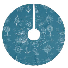 Falda Para El Árbol De Navidad De Poliéster Modelo gráfico náutico del modelo