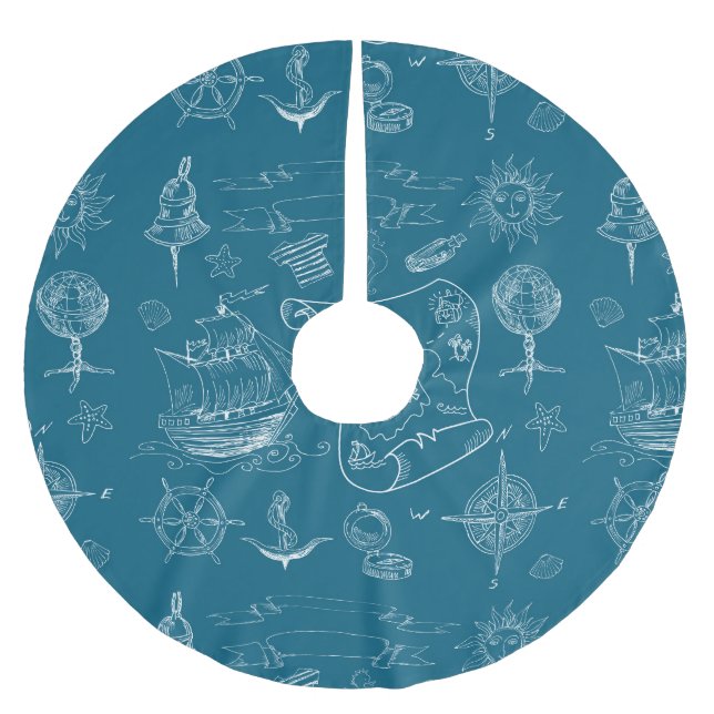 Falda Para El Árbol De Navidad De Poliéster Modelo gráfico náutico del modelo (Anverso)