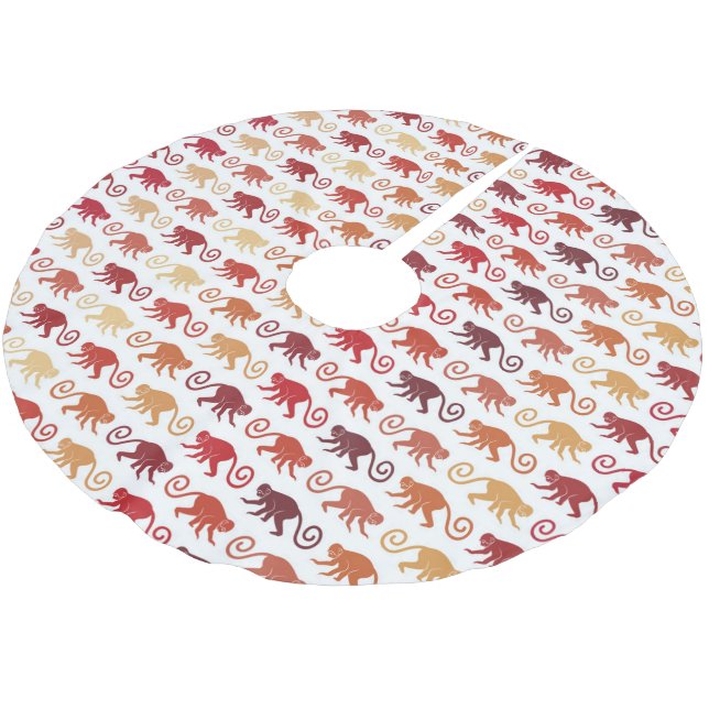 Falda Para El Árbol De Navidad De Poliéster Modelo rojo de los monos (Angular)