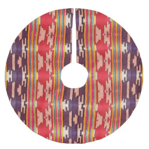 Falda Para El Árbol De Navidad De Poliéster Modelo tribal púrpura y rojo brillante enrrollado