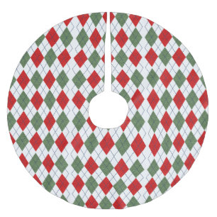 Falda Para El Árbol De Navidad De Poliéster Modelo verde del día de fiesta clásico y blanco