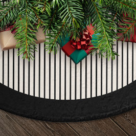 Falda Para El Árbol De Navidad De Poliéster Modern Black Stripes Christmas
