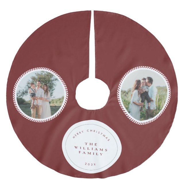 Falda Para El Árbol De Navidad De Poliéster Modern Classic Christmas Photo Elegant  (Anverso)