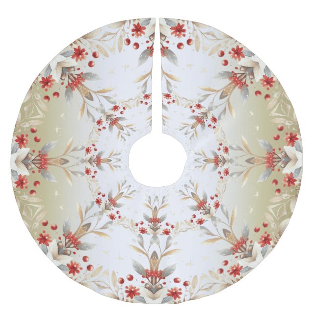 Falda Para El Árbol De Navidad De Poliéster Modern Holiday Flowers Tree Skirt (Anverso)