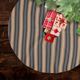 Falda Para El Árbol De Navidad De Poliéster Modernas y elegantes rayas marrones tostadas con p