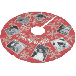 Falda Para El Árbol De Navidad De Poliéster Moderno copo de nieve de color rojo ruso añada tu 
