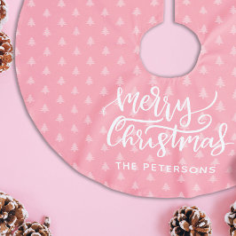 Falda Para El Árbol De Navidad De Poliéster Moderno y simple nombre de navidad de moras rosada