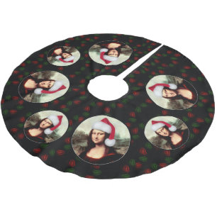 Falda Para El Árbol De Navidad De Poliéster Mona Lisa Sombrero de Santa Navidad