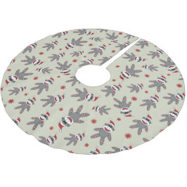 Falda Para El Árbol De Navidad De Poliéster Mono de media con Navidades del patrón de Santa Ha