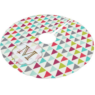 Falda Para El Árbol De Navidad De Poliéster Monograma de árbol inicial de marca multicolor